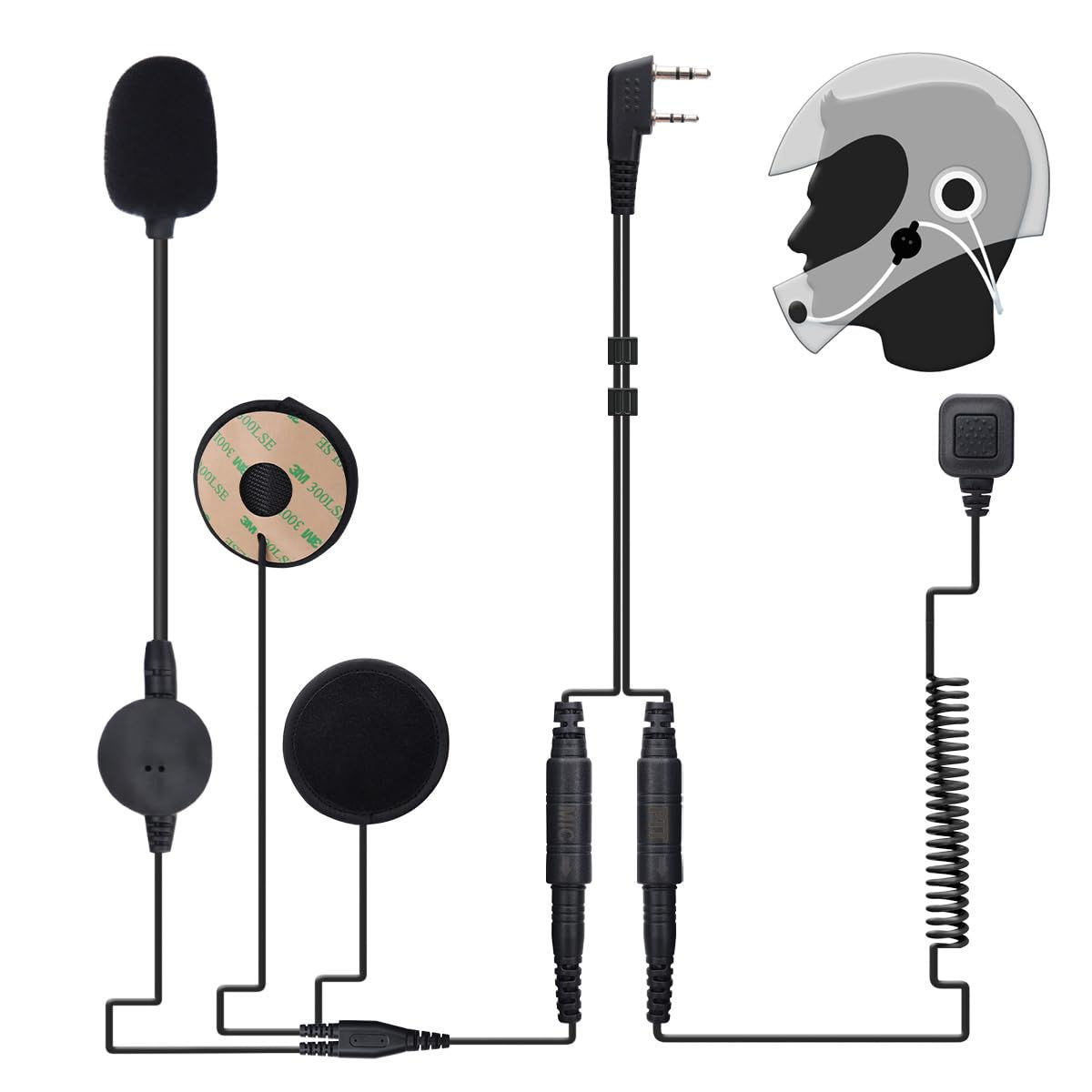 BAOFENG Radio with PTT Pro Two Way Rugged Helmet Headset Radio Walkie Talkies