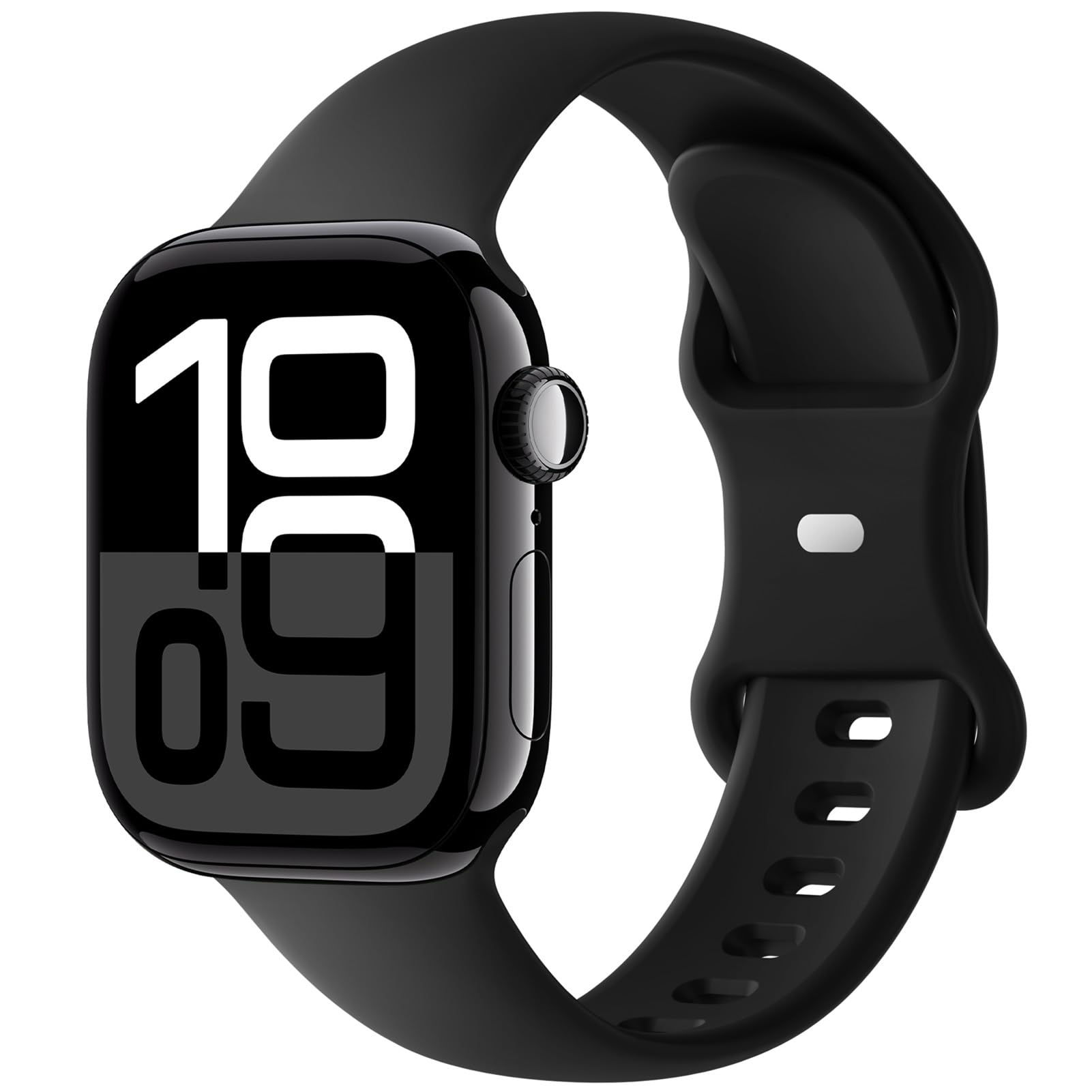 Apple Watch Sport Band Black Silicone Strap 49/46/45/44mm Series 10/9/8