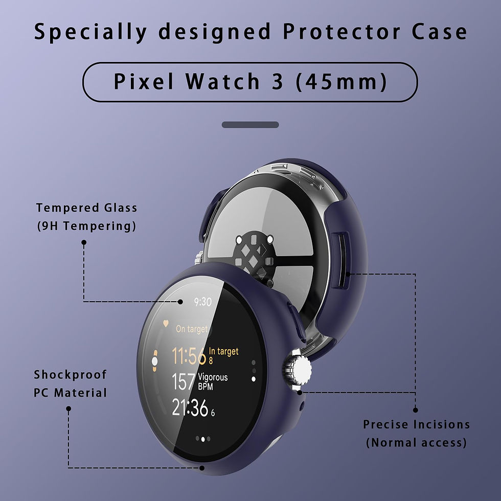 Thumbnail: 4-Pack PC Screen Protector Case for Pixel Watch 3, 45mm, 9H Glass