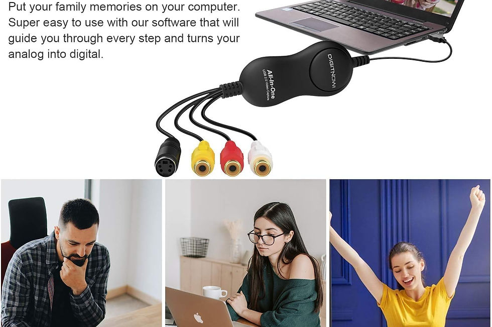Thumbnail: USB Video Capture Device, VHS to Converter, 2.0 Digital MAC/PC/TV/Camcorder,