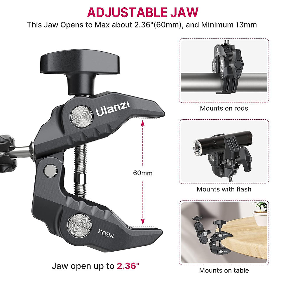 Thumbnail: ULANZI Camera Clamp Mount, 360° Ballhead Adapter for DSLR, GoPro, LED Lights