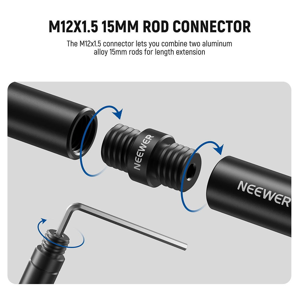 Thumbnail: NEEWER 15mm Rod Connector, 4-Pack, for Shoulder Rig, Aluminum Alloy