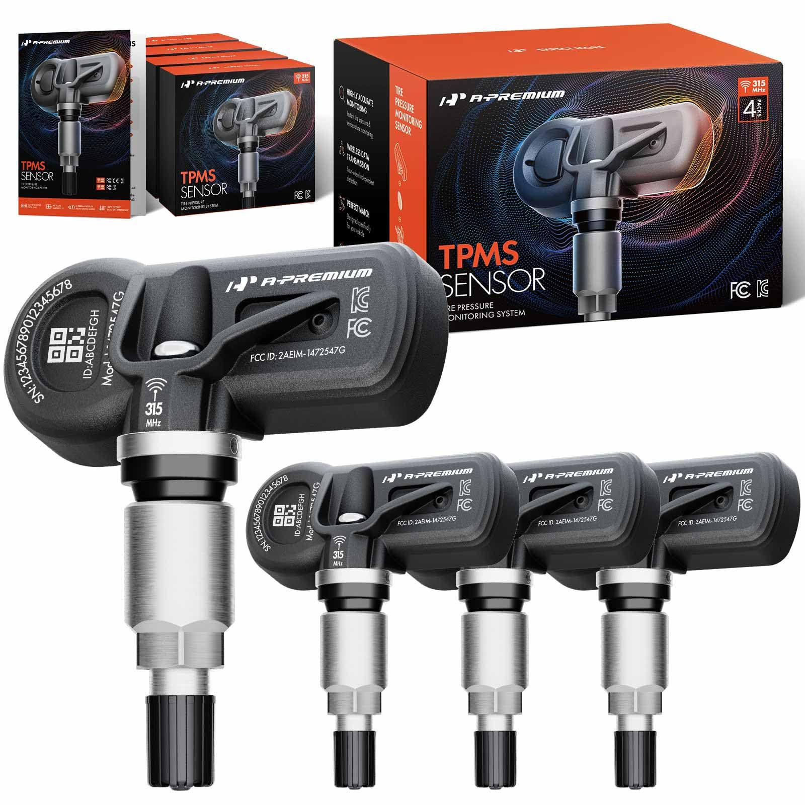 A-Premium Sensor Tire Pressure - with 4PCS Pre-Programmed TPMS Required