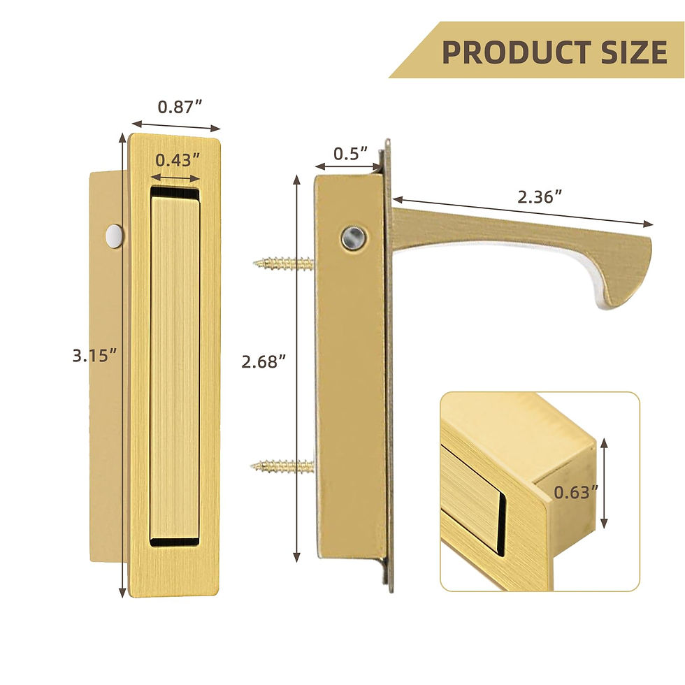 Thumbnail: Pocket Door Handles and Pull Brushed Brass, Hardware Latch,Recessed Flush