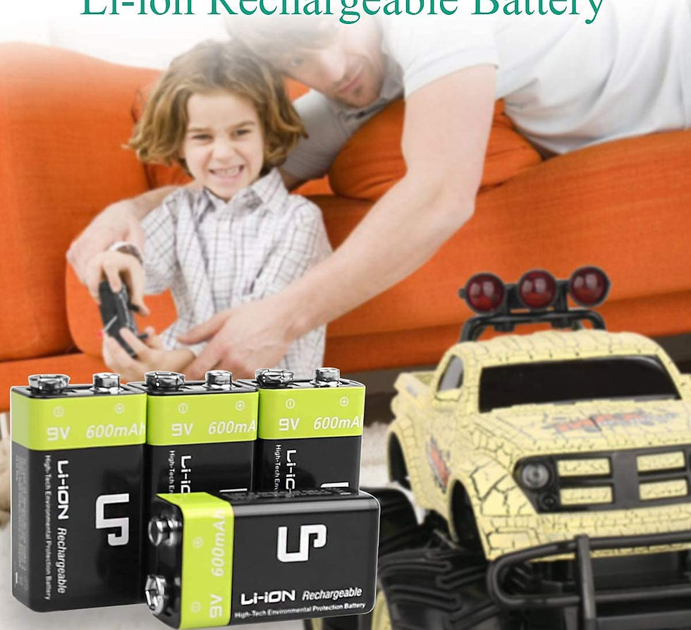 Thumbnail: LP 9V Rechargeable Battery Pack, 4-Pack with Charger for Wireless Mics, Toys