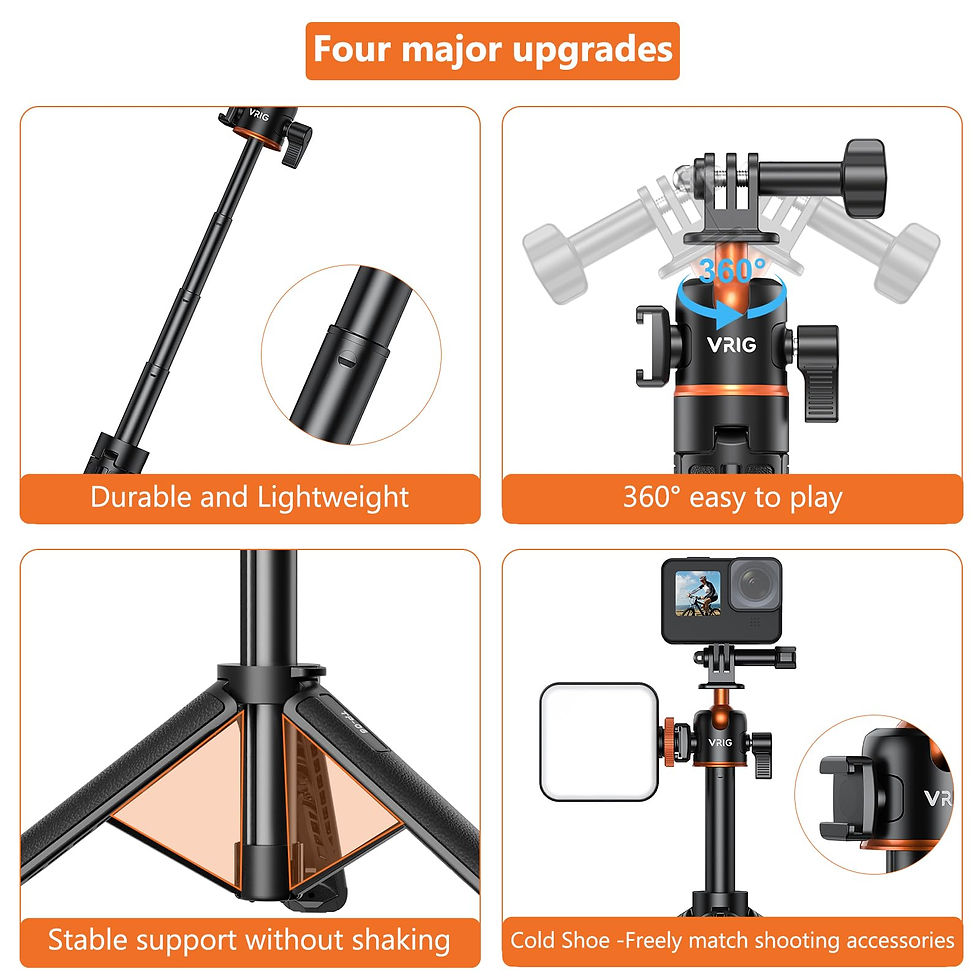 Thumbnail: VRIG 21" Extendable Selfie Stick Tripod for GoPro, 360° Ballhead Stand