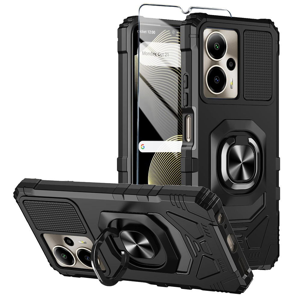Thumbnail: Cricket Outlast 5G Case, Heavy Duty Black Cover with Screen Protector & Ring