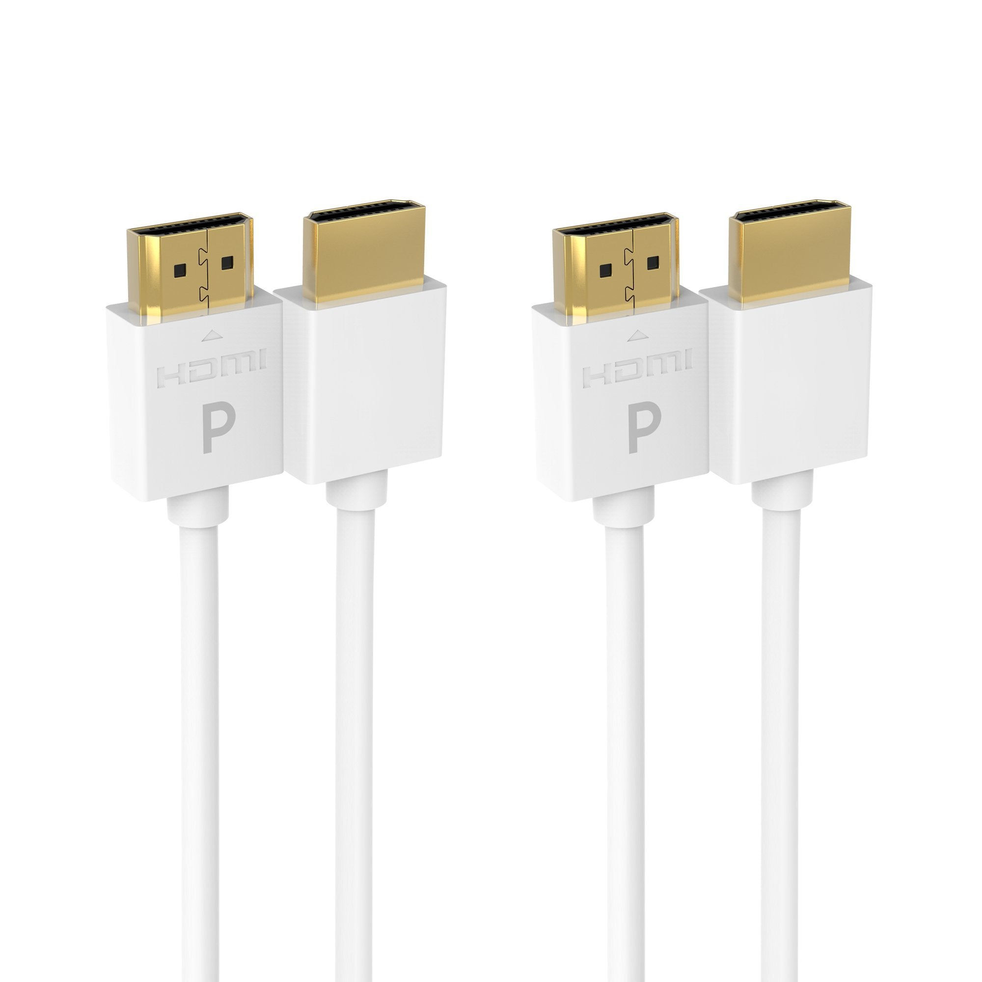 Pacroban Slim HDMI Cable (15ft-2 Pack, White) 4K Slim 1.4 Cable, Flexible HDMI C