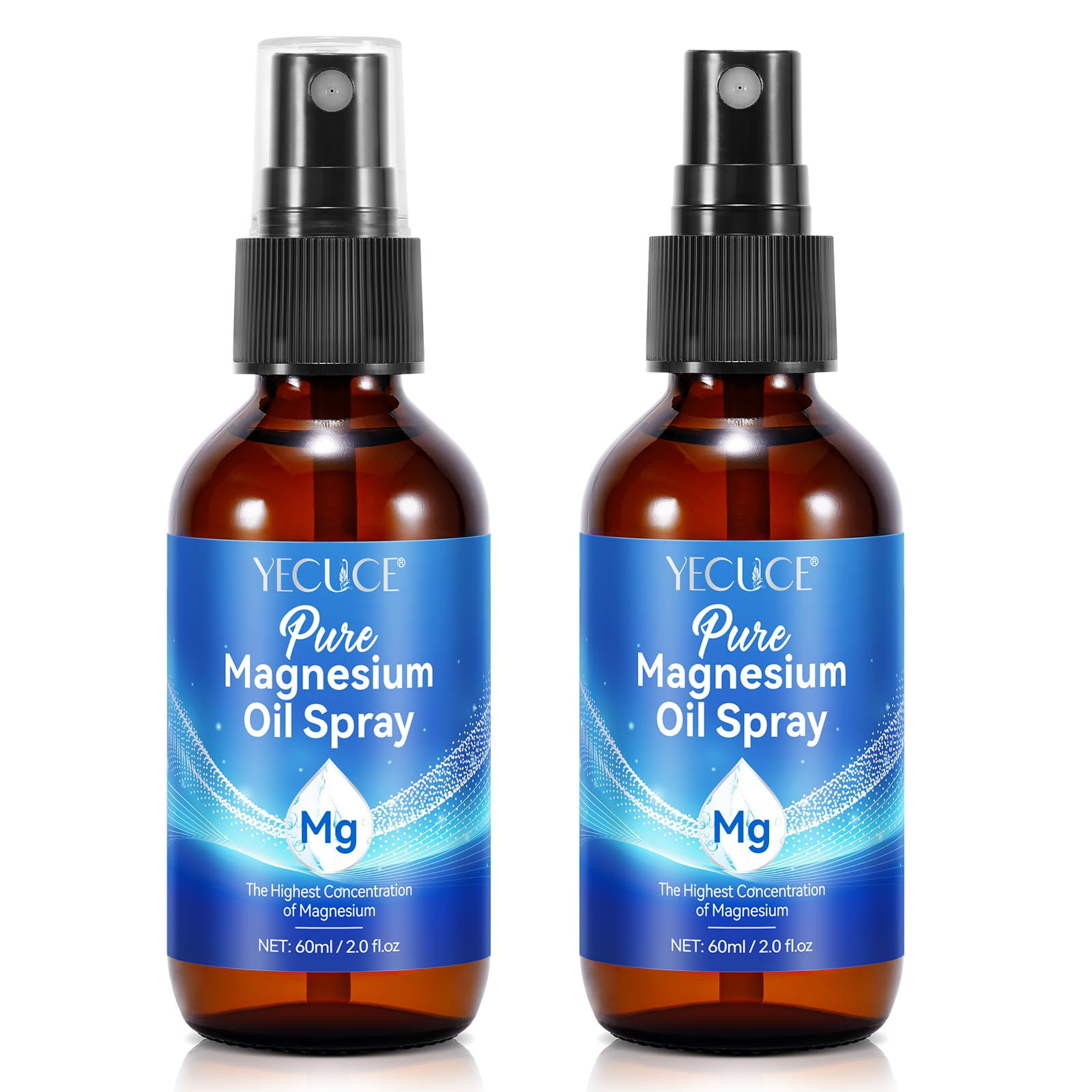 Magnesium Oil Spray, 100% Pure Organic, Relieves Muscle Tension, 2 Pack
