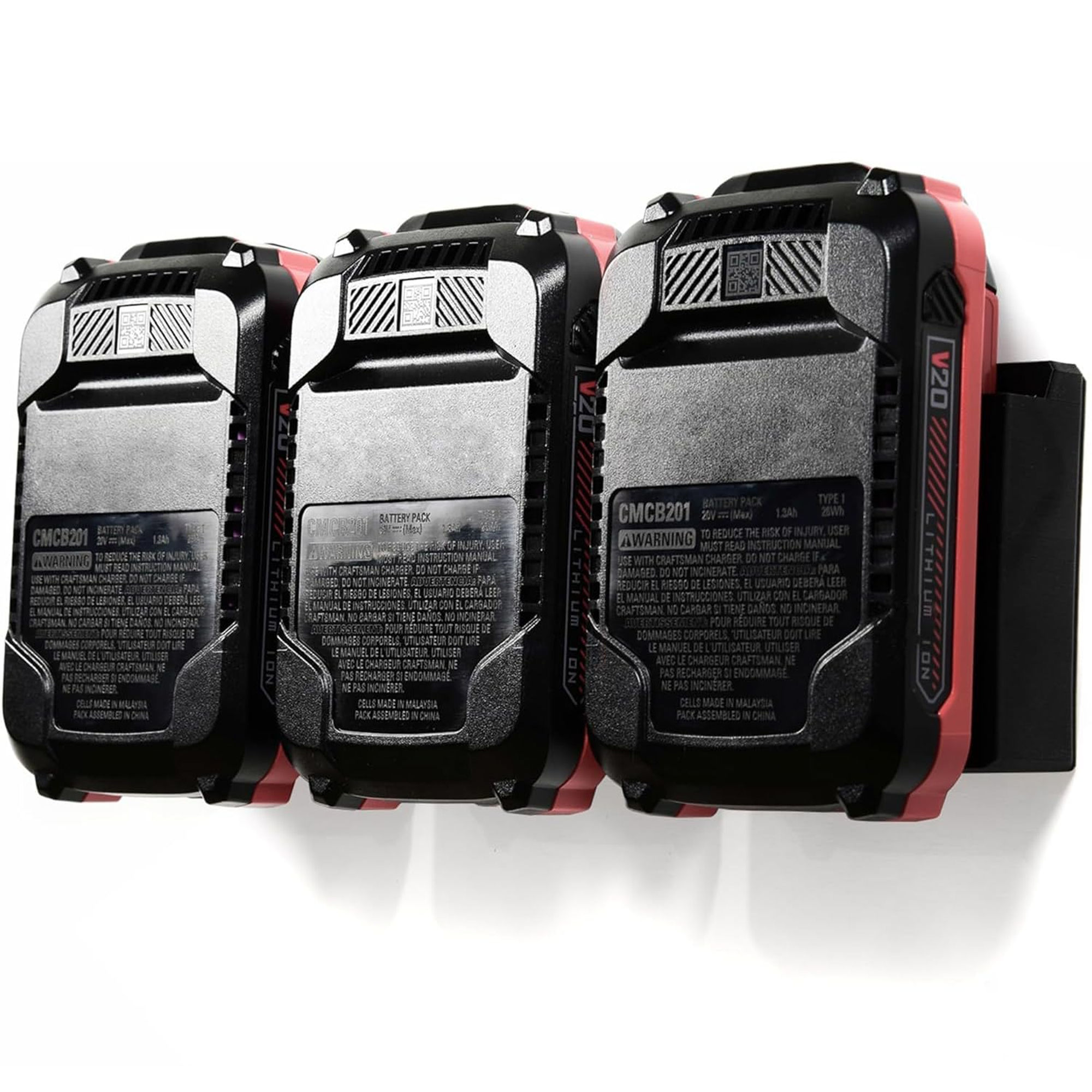Spartan Mount for Craftsman 20V Battery - 3 Slots Wall Storage Organizer