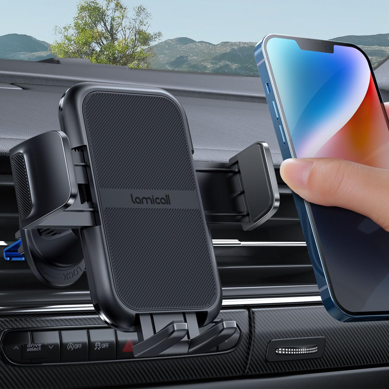 Lamicall 2024 Wider Clamp Car Phone Holder for iPhone 16 Pro Max, Black