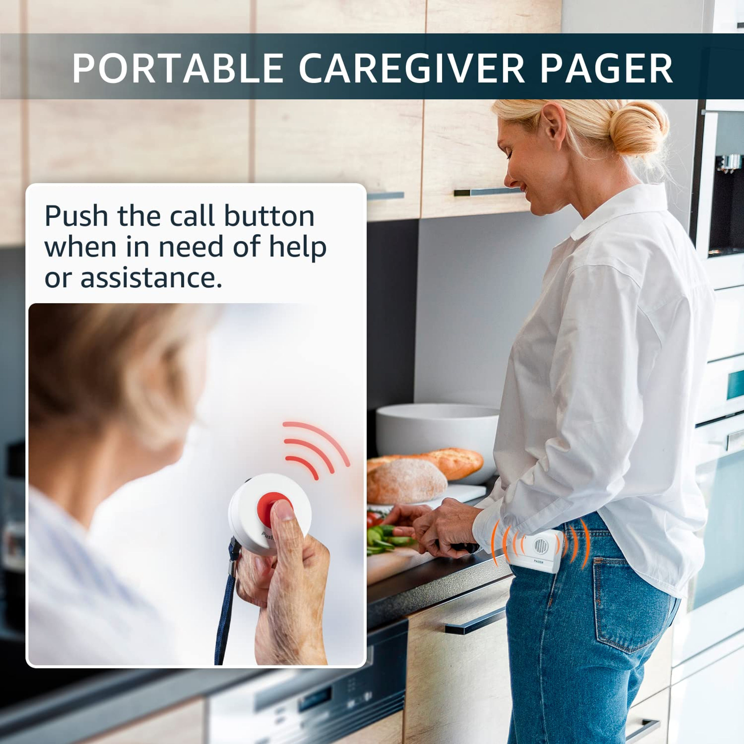Caregiver Wireless Nurse Call Buttons for Elderly SOS Alert Portable Bell Care