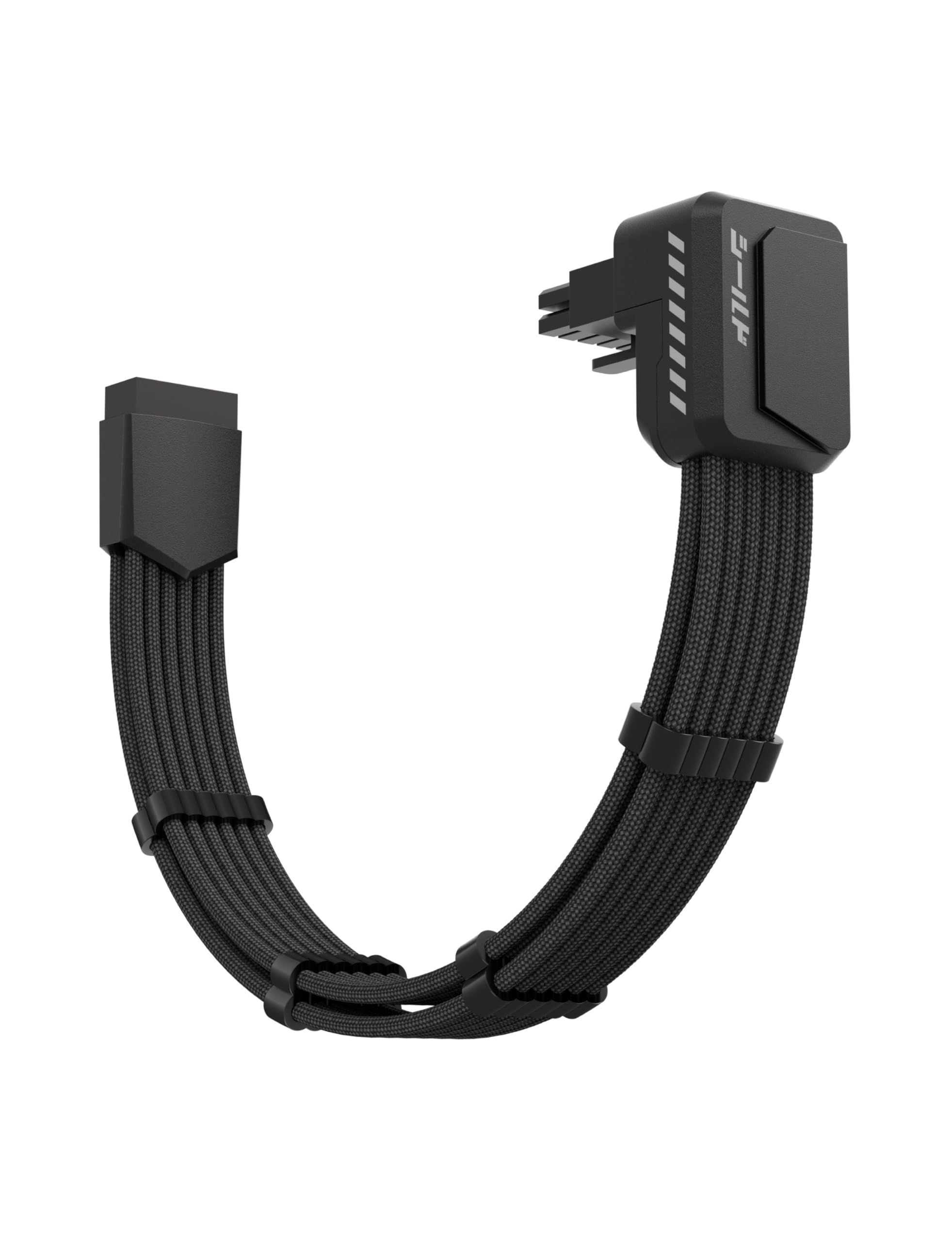 EZDIY-FAB GPU Extension Cable, 12V-2x6 Angle Adapter, 16-Pin, Black