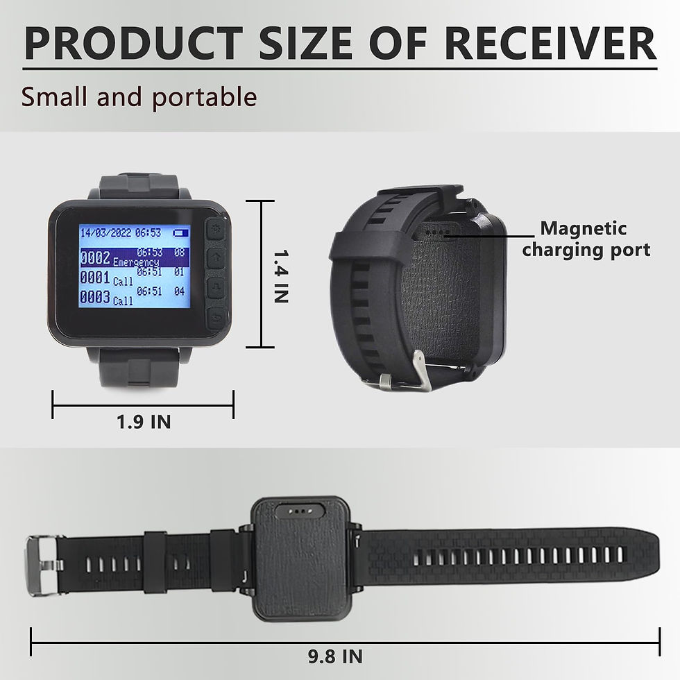 Thumbnail: Wireless Caregiver Pager Watch System 2 SOS Buttons+1 Wrist Receiver Waterproof