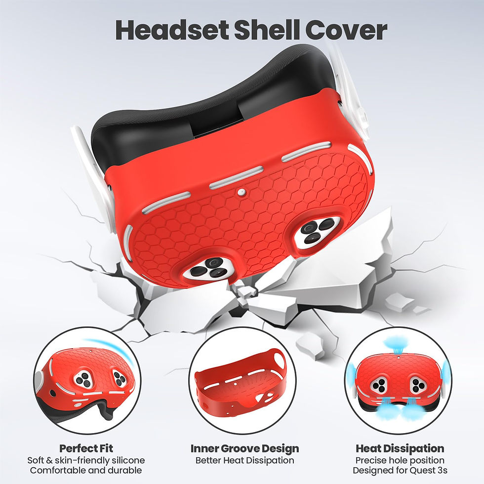 Thumbnail: Silicone VR Cover Set for Meta/Oculus Quest 3 - Face & Shell Covers, Red