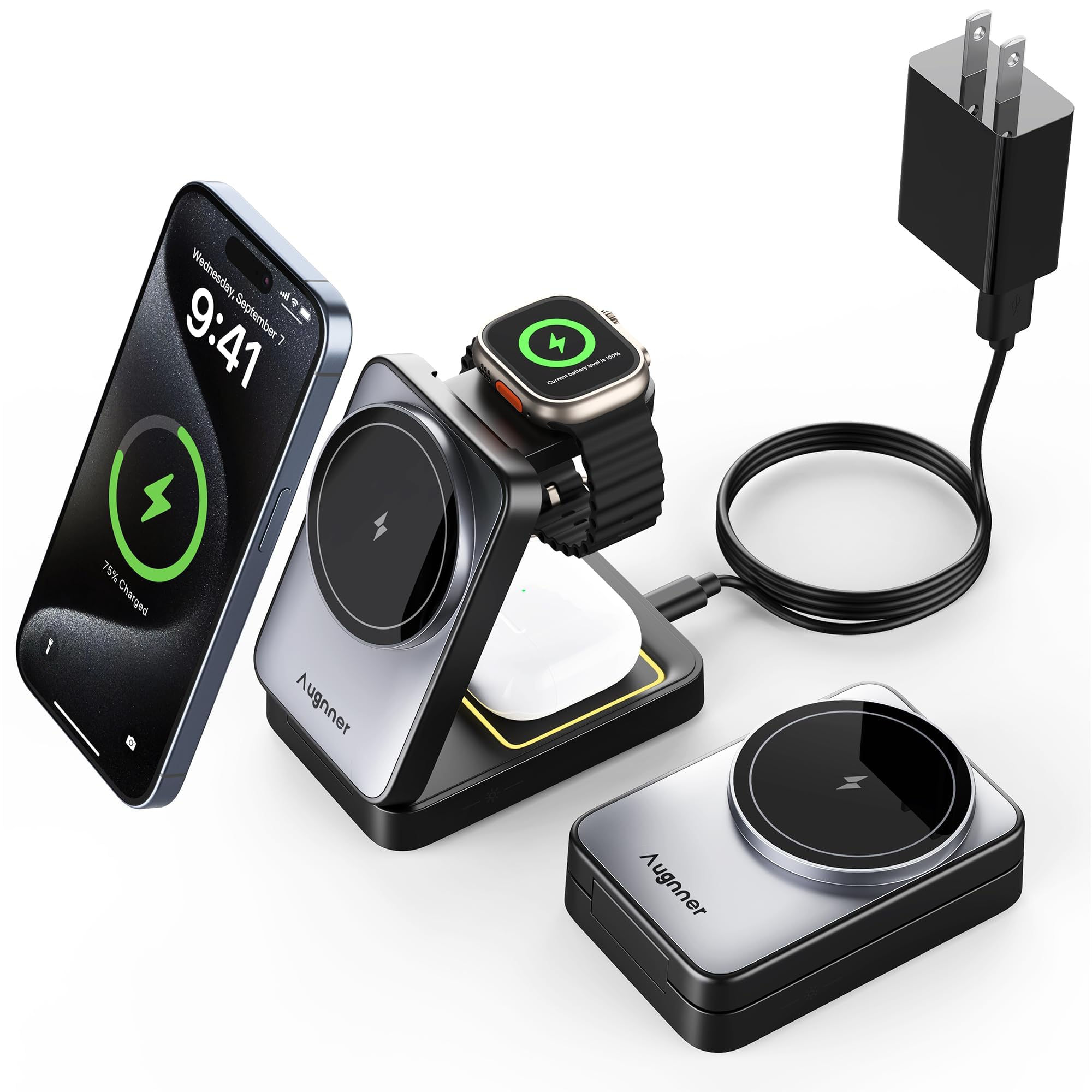 3 in 1 Magsafe Charging Station for Apple Devices 15W Foldable Cube, Medium