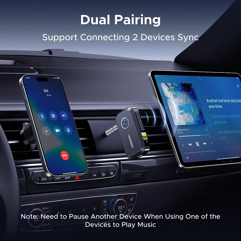 Thumbnail: UGREEN Receiver for Car with LDAC, AI 6.0 Cancelling 3.5mm Bluetooth Noise