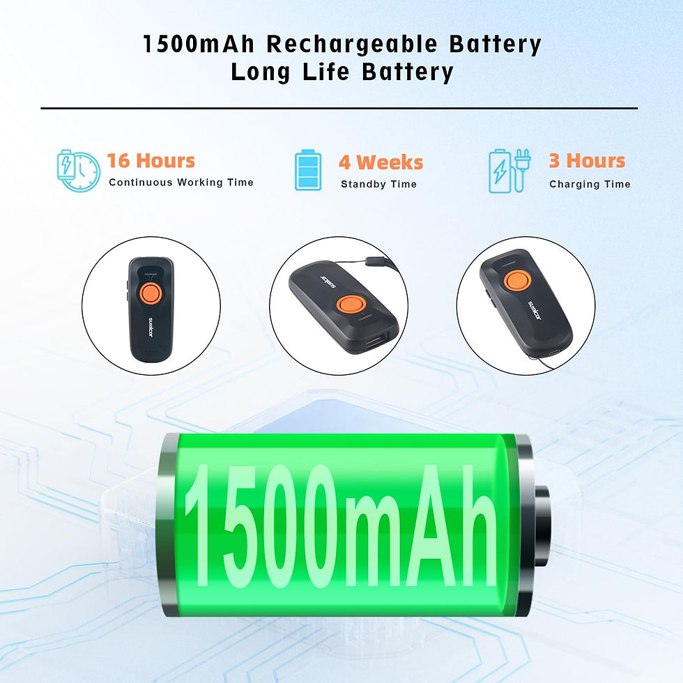 Thumbnail: Sumicor Wireless Barcode Scanner, Portable Reader Laser Mini 1D Indicator