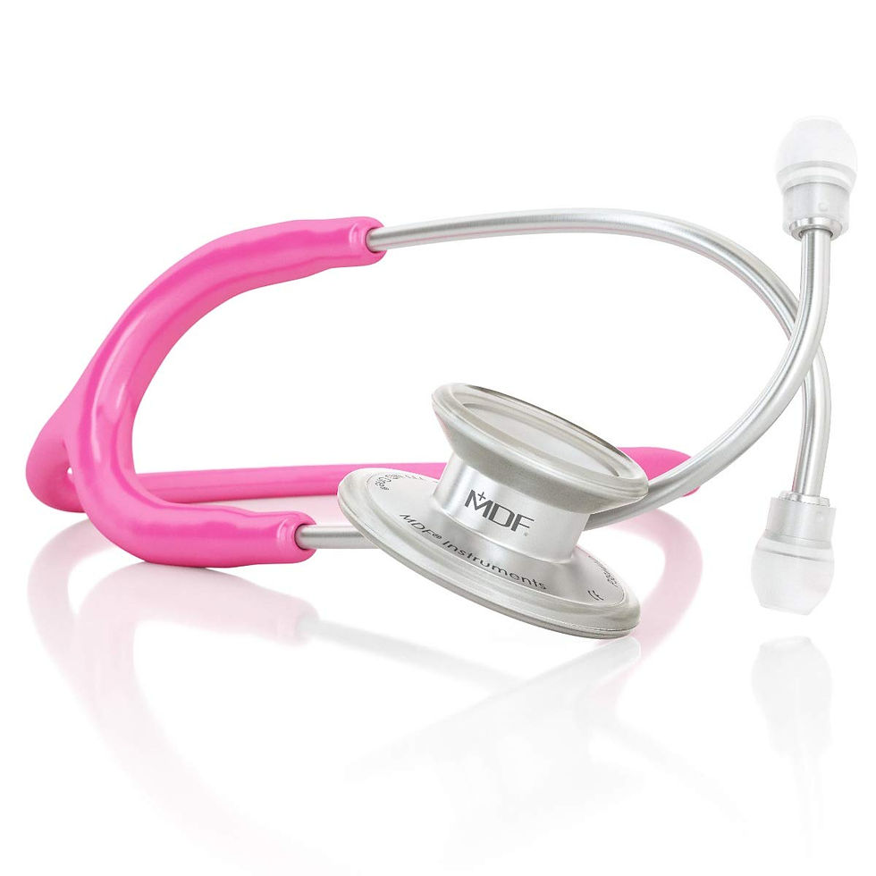 Thumbnail: MDF One Steel Stethoscope, Adult, Fuschia Tube, Silver Chestpieces-Headset,