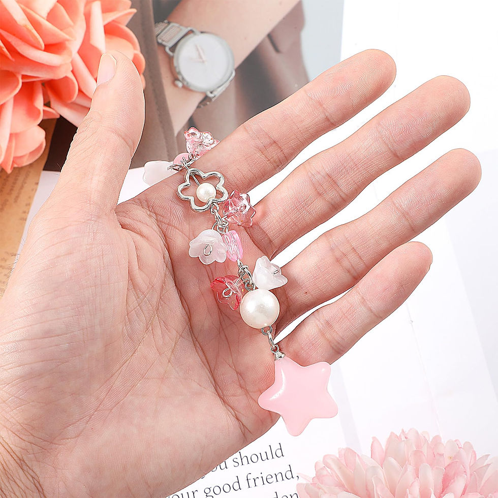 Thumbnail: Mabor Y2K Pink Phone Charm, Star Heart Strap for Women, Cell Phone Keychain