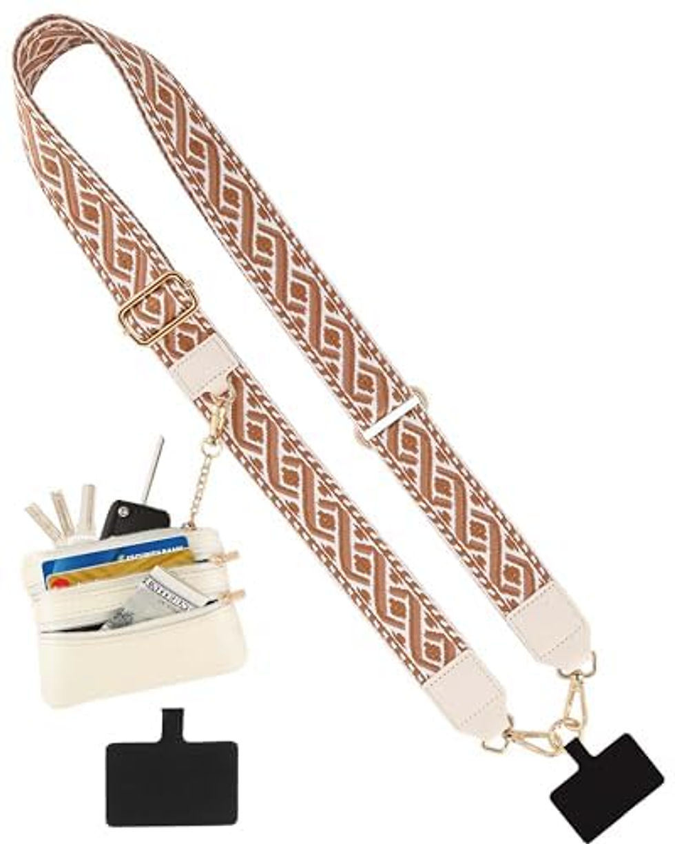 Thumbnail: Clip and Go Phone Strap with Wallet, Adjustable Crossbody Strap - Brown