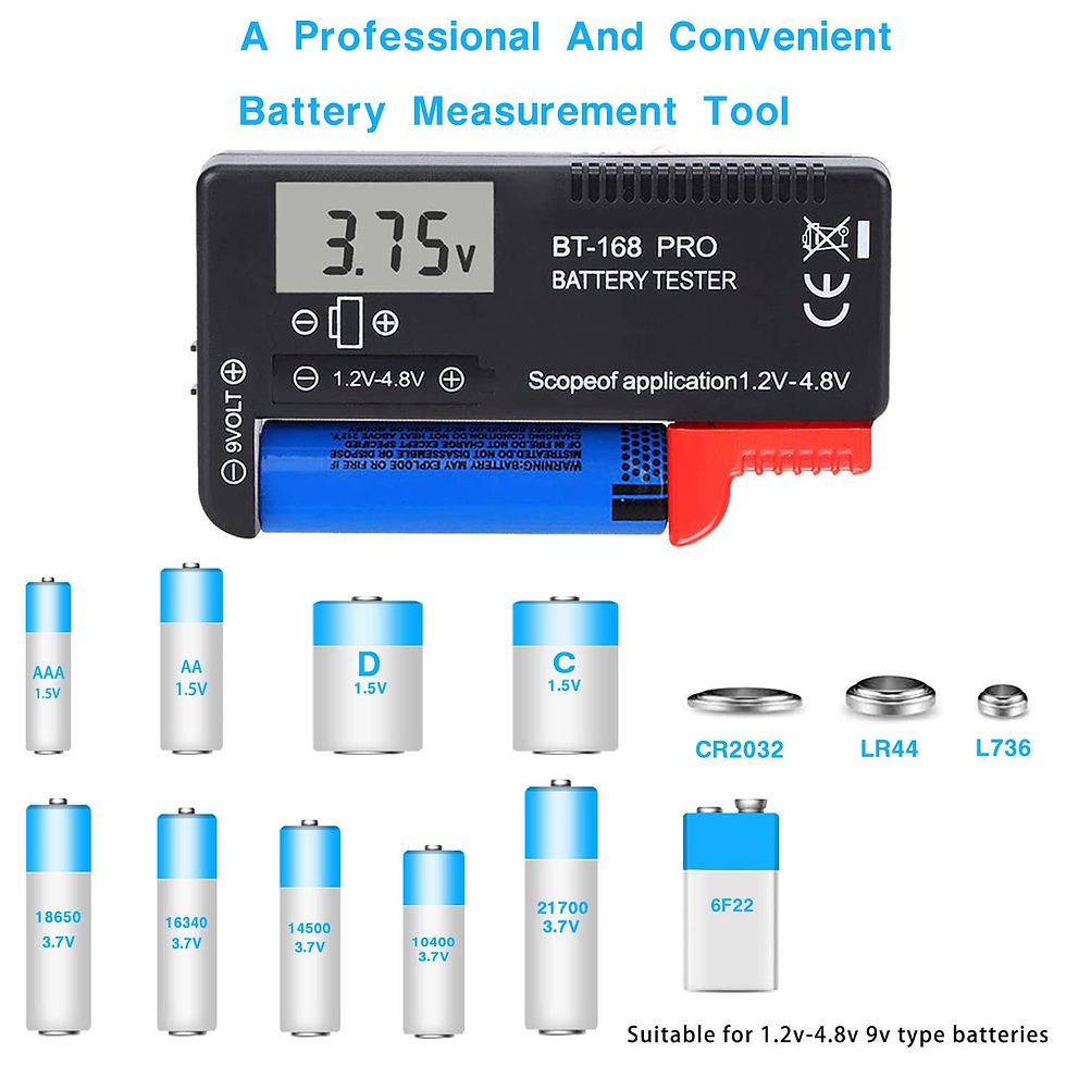 Thumbnail: 3PCS Digital LCD Battery Tester for AA, AAA, 9V, 1.5V, 3.7V Batteries