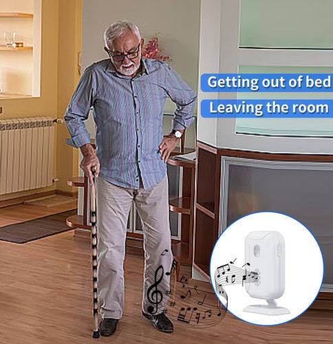 Thumbnail: Wireless PIR Sensor Detector Security Store Office Motion Alarm Chime,Shop
