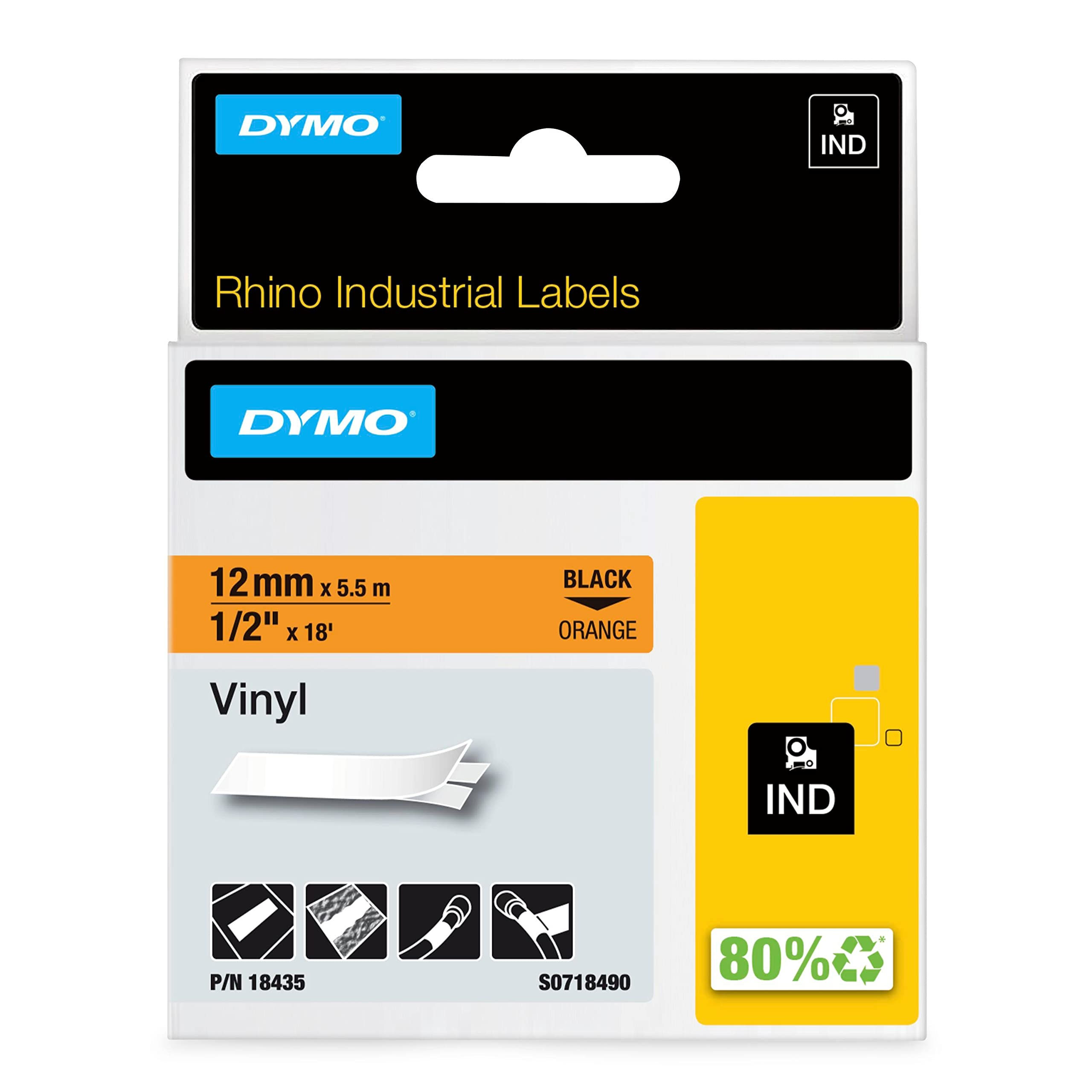 DYMO Labels x on Self-Adhesive for & Rhino Industrial Vinyl Black Label