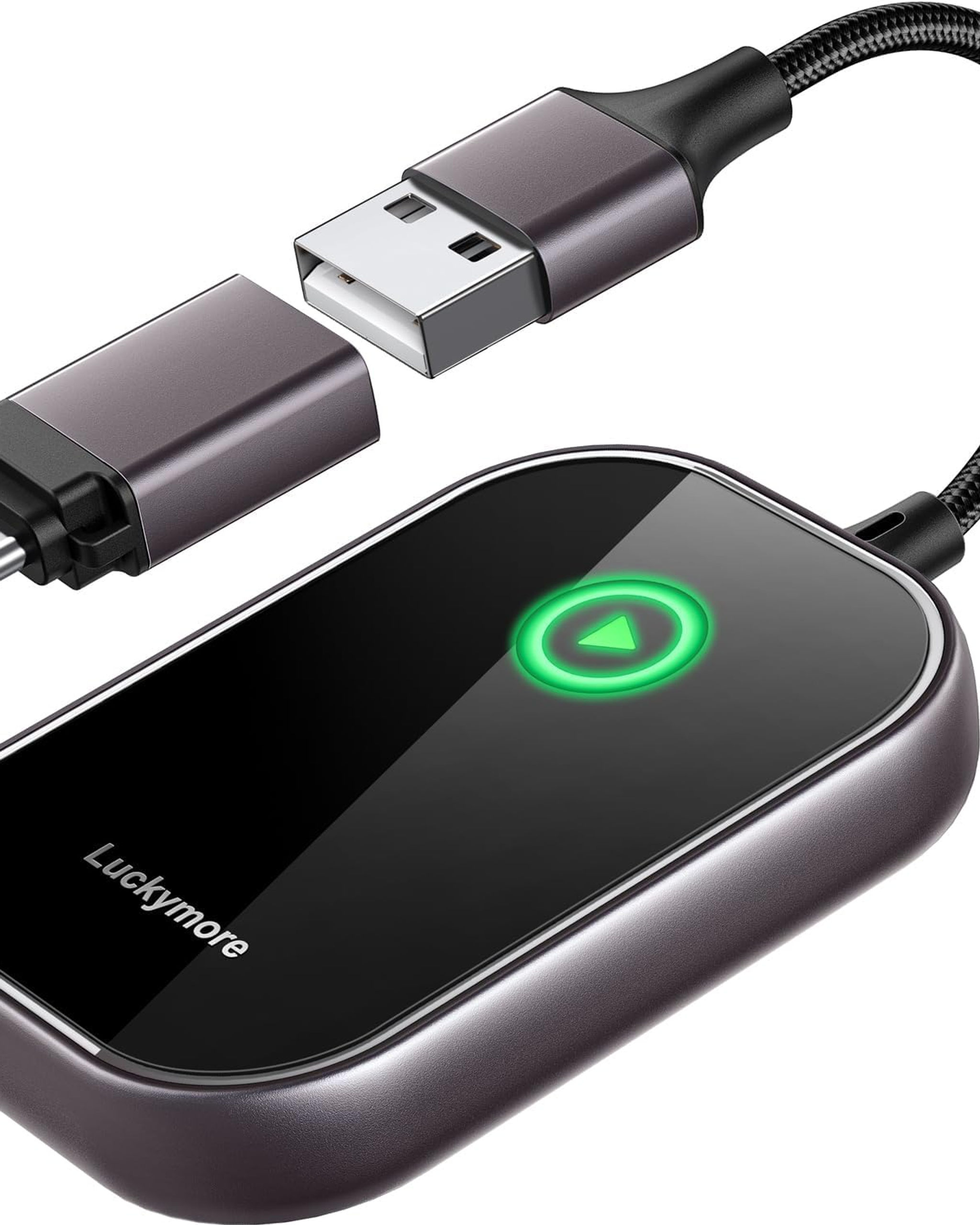 Luckymore Wireless Carplay Adapter, Plug & Play for Cars (2017+), iPhone iOS 10+