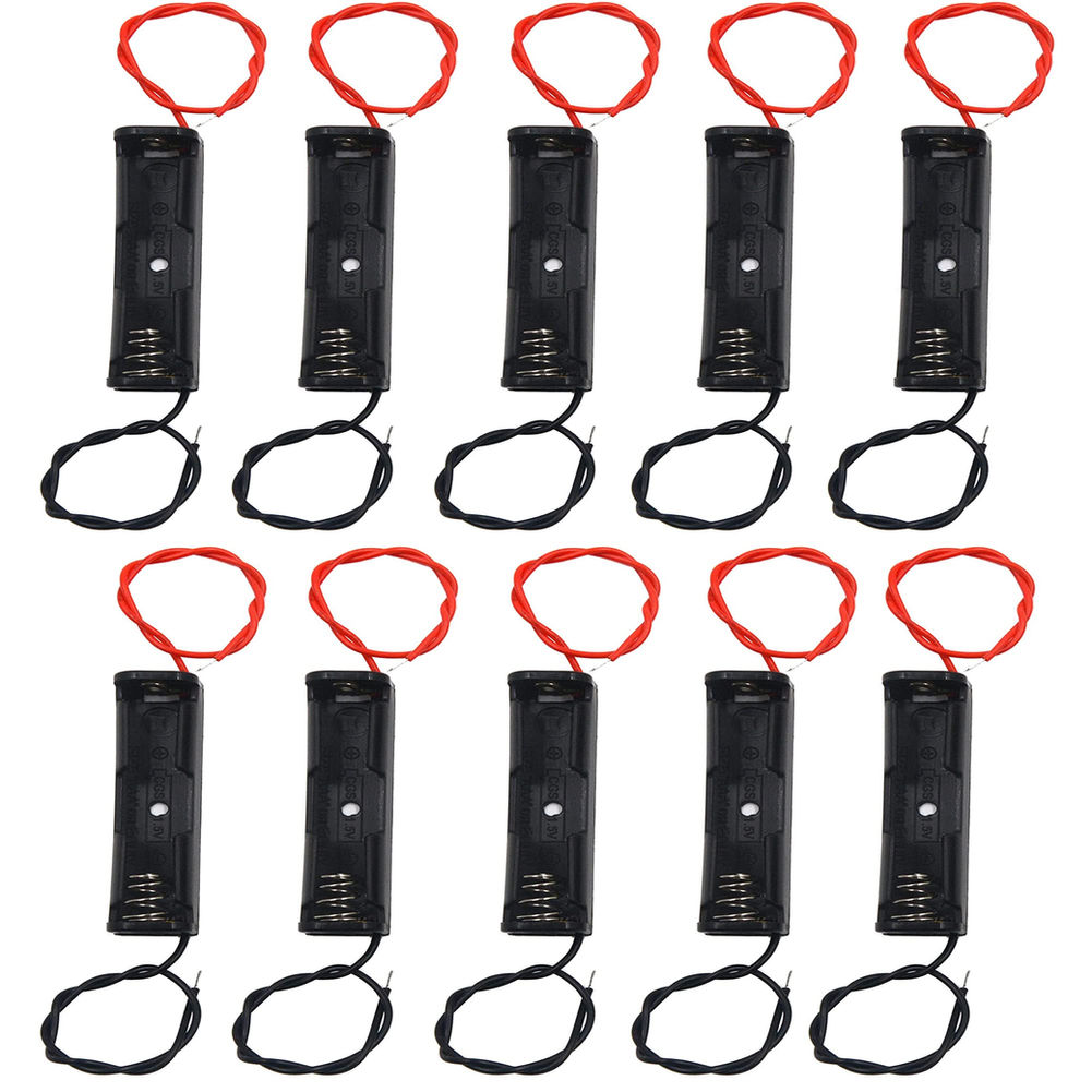 "AAA Battery Case Holder, 10-Pack DIY Storage Boxes, 1.5V, Black Plastic"