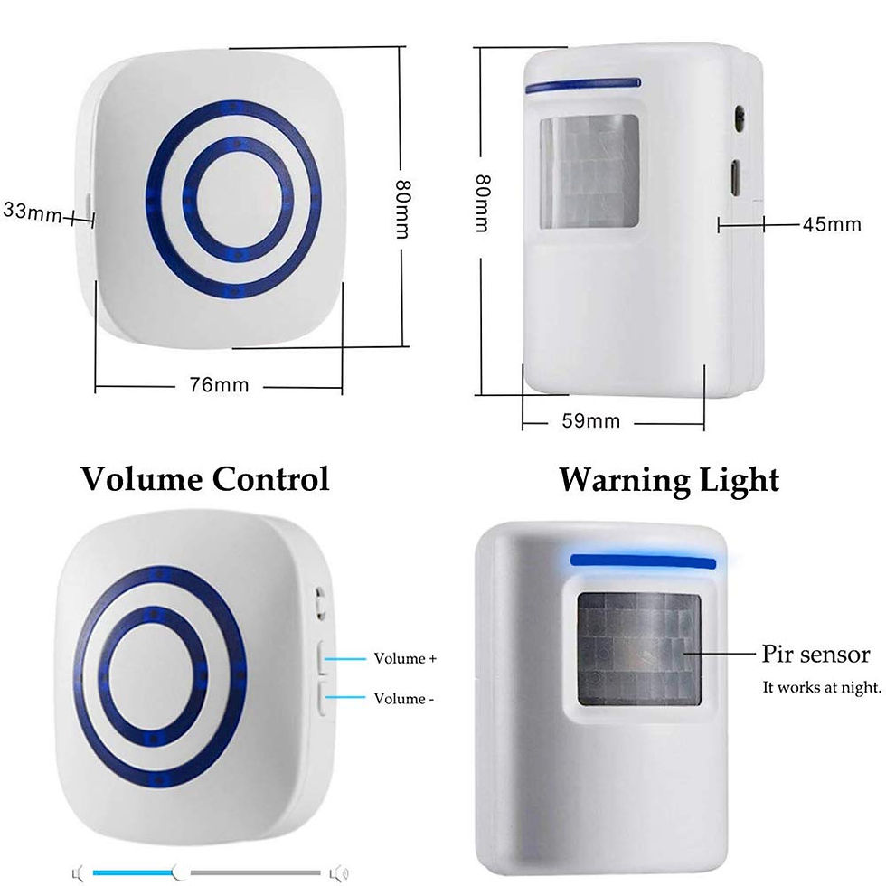 Thumbnail: Wireless Motion Sensor Door Chime Driveway PIR Detector & Receiver Alert Kit