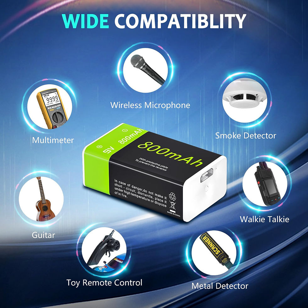 Thumbnail: LP 9V USB Rechargeable Batteries, 4-Pack with Charging Cable for Smoke Detectors