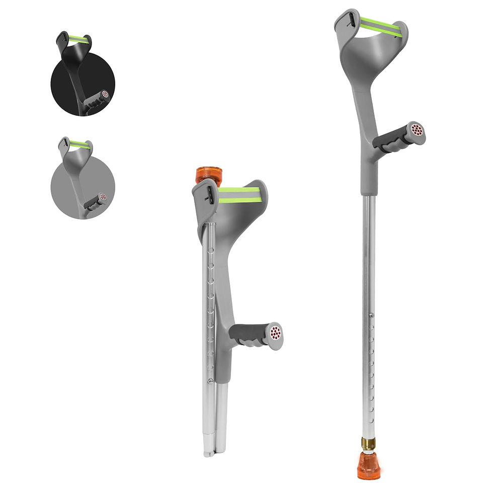 Folding Elbow Crutches, Adjustable Height, Non-Slip Base, Grey