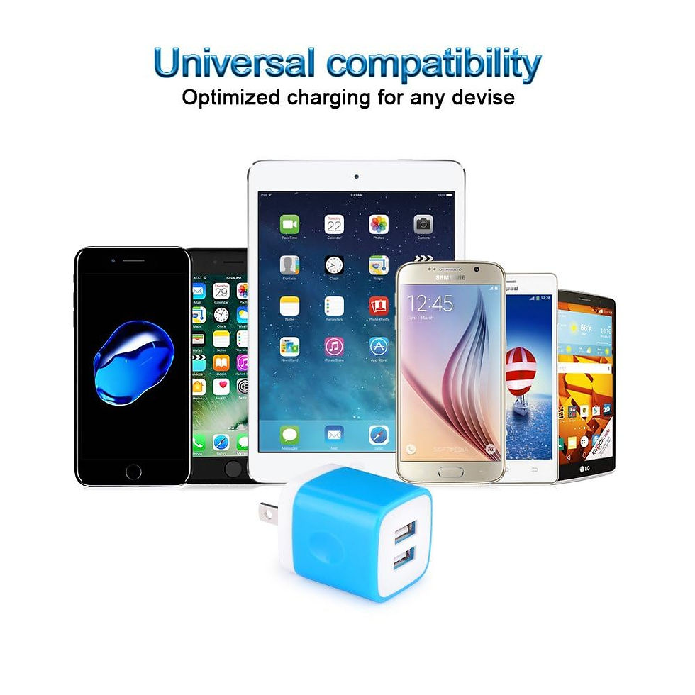 Thumbnail: Plug USB Wall Charger, Universal Adapter for Phones, Tablets - White/Green