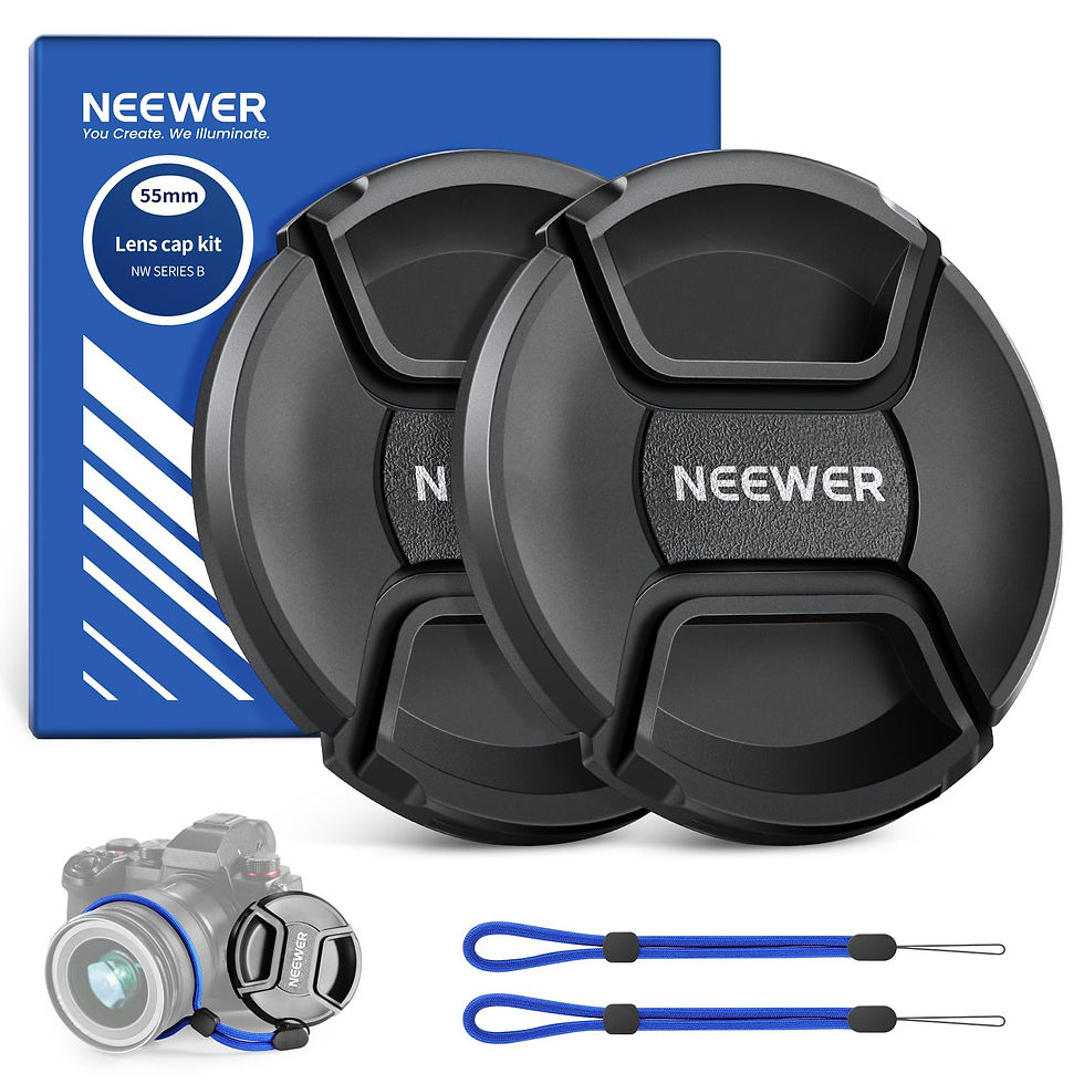 Thumbnail: NEEWER 55mm Lens Cap Kit, 2 Pack with Anti-Loss Strap & Cleaning Cloth