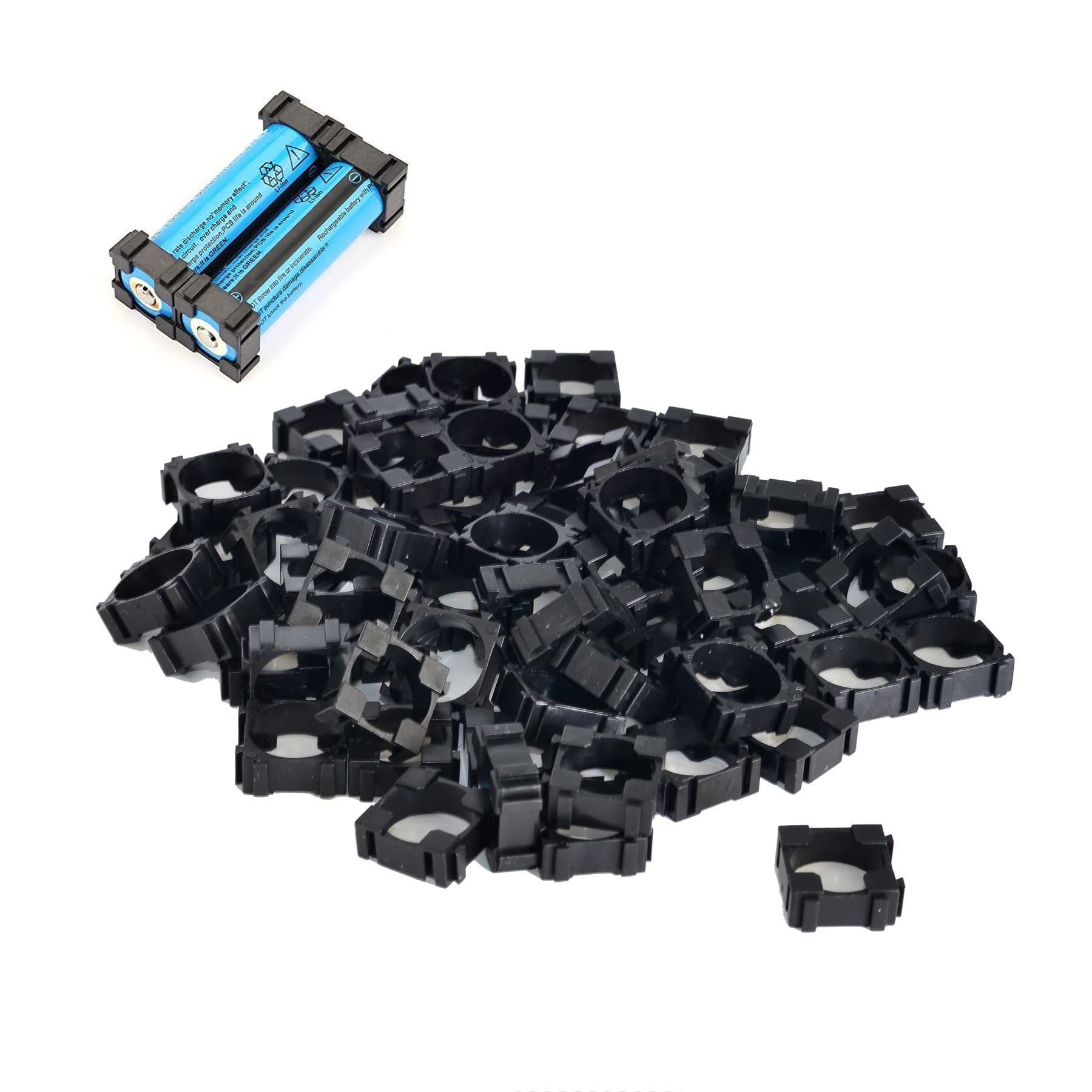 QJFCare 100Pcs 18650 Lithium Battery Holder for DIY Battery Projects