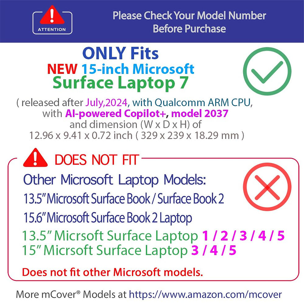 Thumbnail: mCover Case for 2024+ 15" Surface Laptop 7, Clear (ARM CPU & Copilot+)