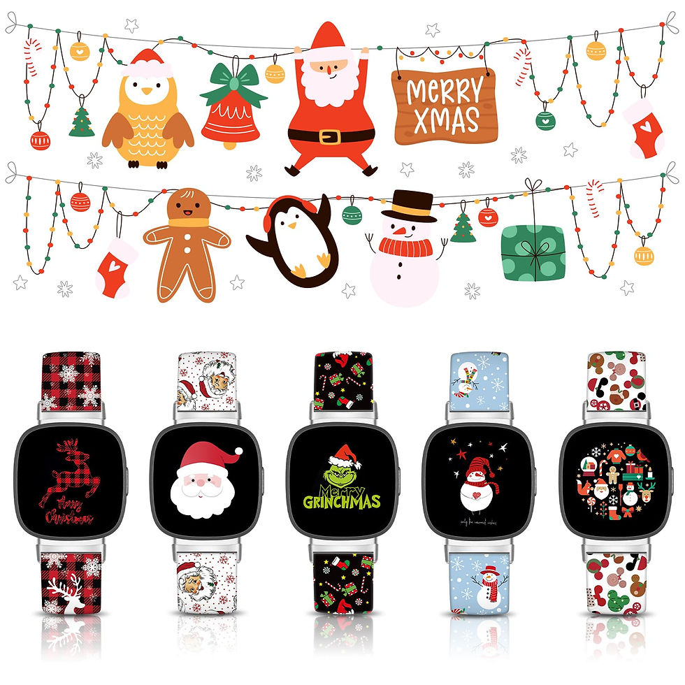 Thumbnail: Christmas Silicone Band for Fitbit Versa 3/4, Sense/Sense 2, Black