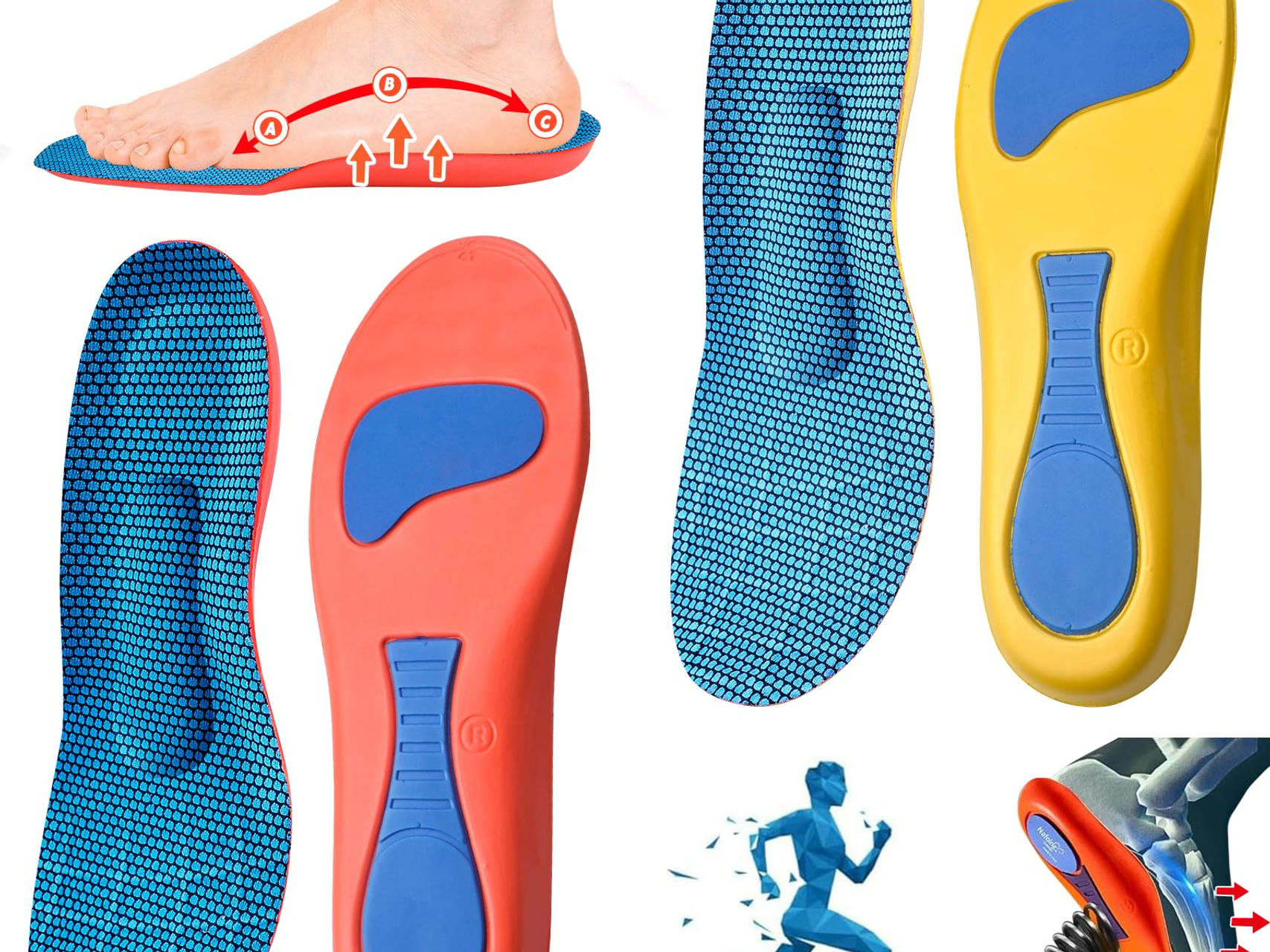 Norelie Orthopedic Insoles for Bunions, Men & Women, 37-38 Size, 2 Pair