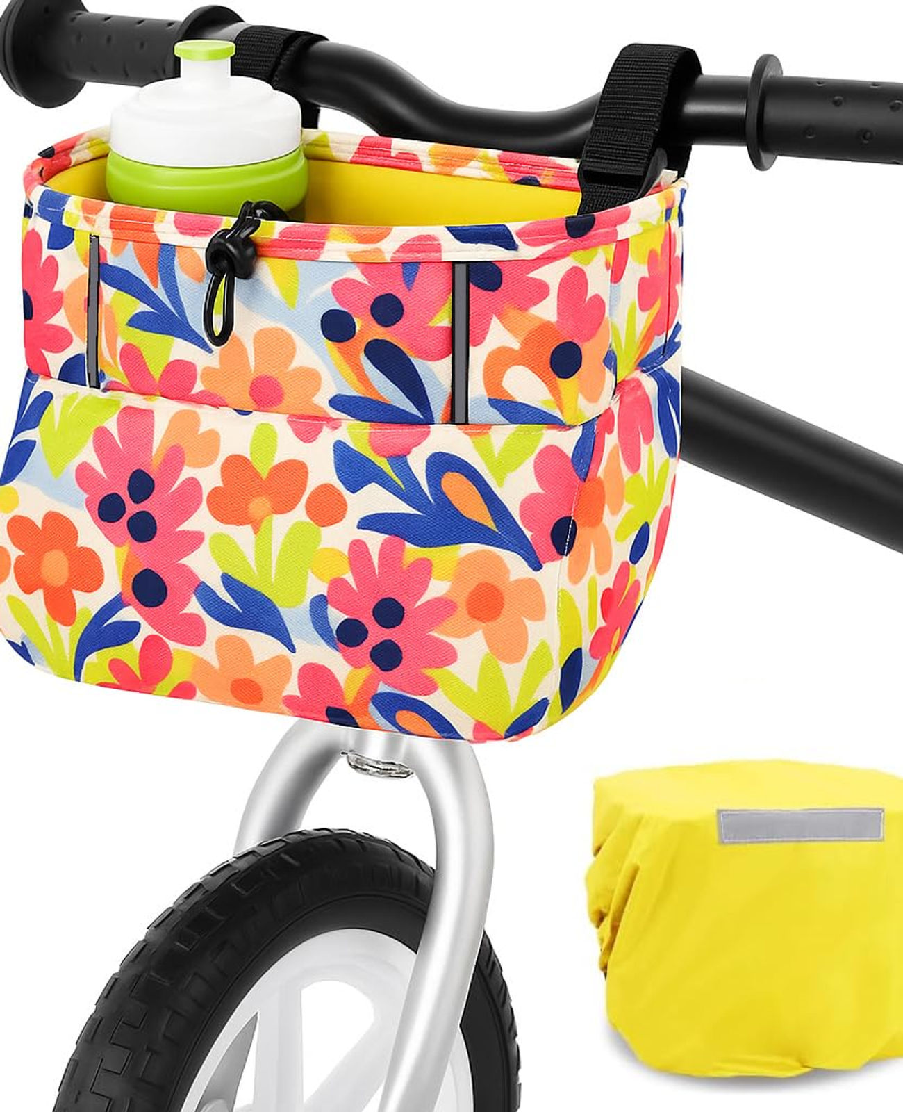 ANZOME Kids Bike Basket, Colorful Blocks Bicycle Large Bag, Women, Basket,