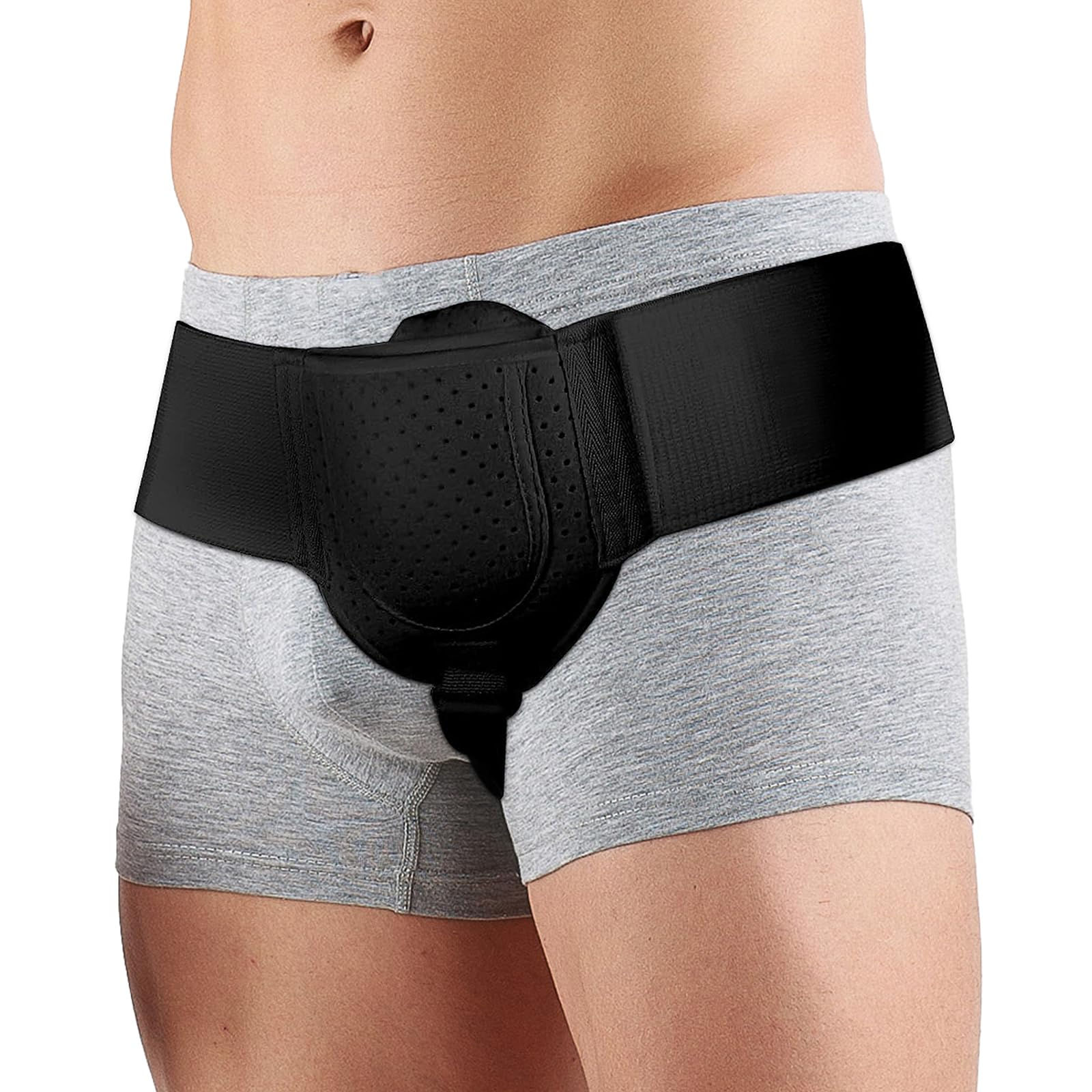 Hernia Belt for Men, Adjustable Inguinal Hernia Truss, Black