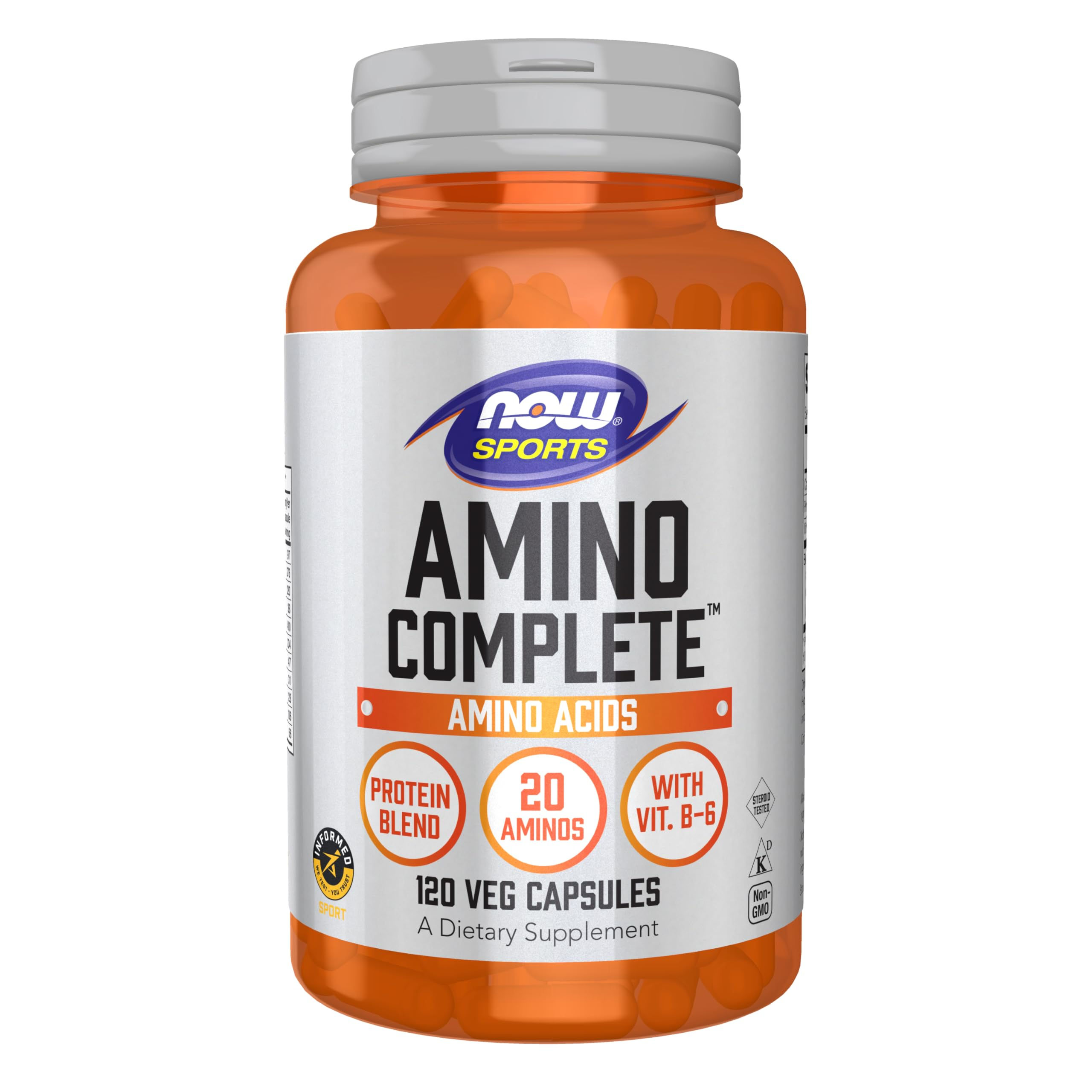 Now Foods Amino Complete, 120 Capsules, BCAA, Non-GMO, Vegan
