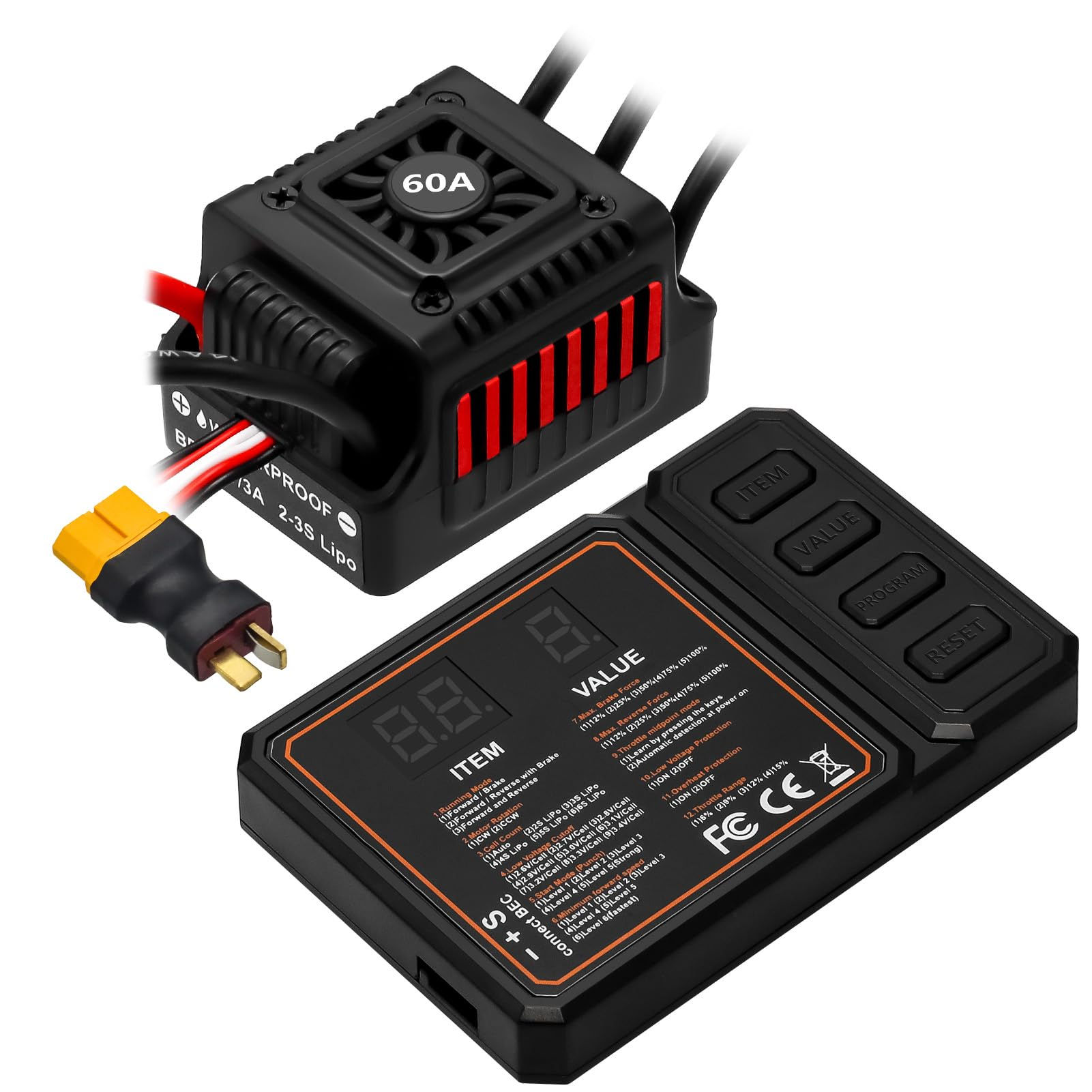 Hobby Fans Brushless ESC Electronic Speed Controller Upgraded 60A 2-3S