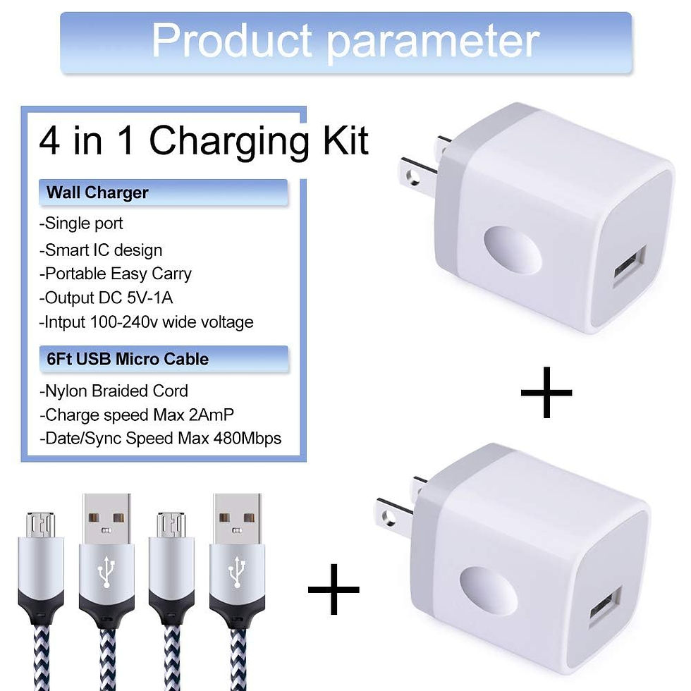 Thumbnail: USB Wall Charger, 4-Pack with Android Micro USB Cord for Samsung, LG, HTC, Moto