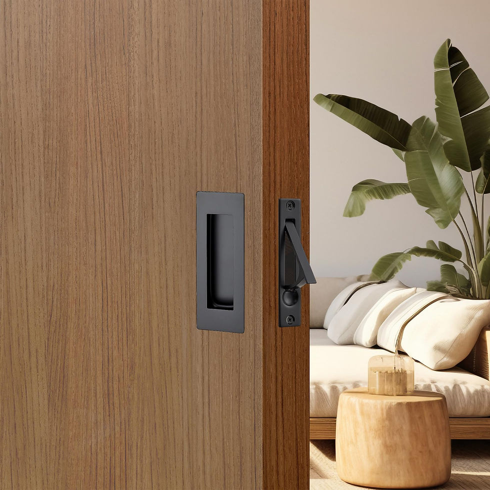 Thumbnail: JOY DECOR Pack Pocket Door Handles + Pull, Recessed Flush Steel Hardware Set for