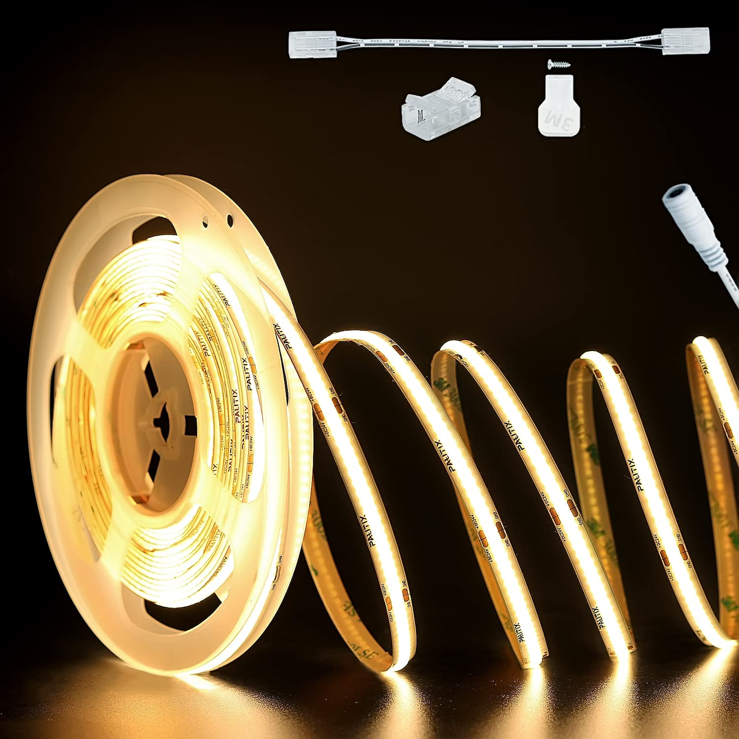 PAUTIX COB LED Strip Flexible Tape Light 32.8ft/10m 5040LEDs Warm White