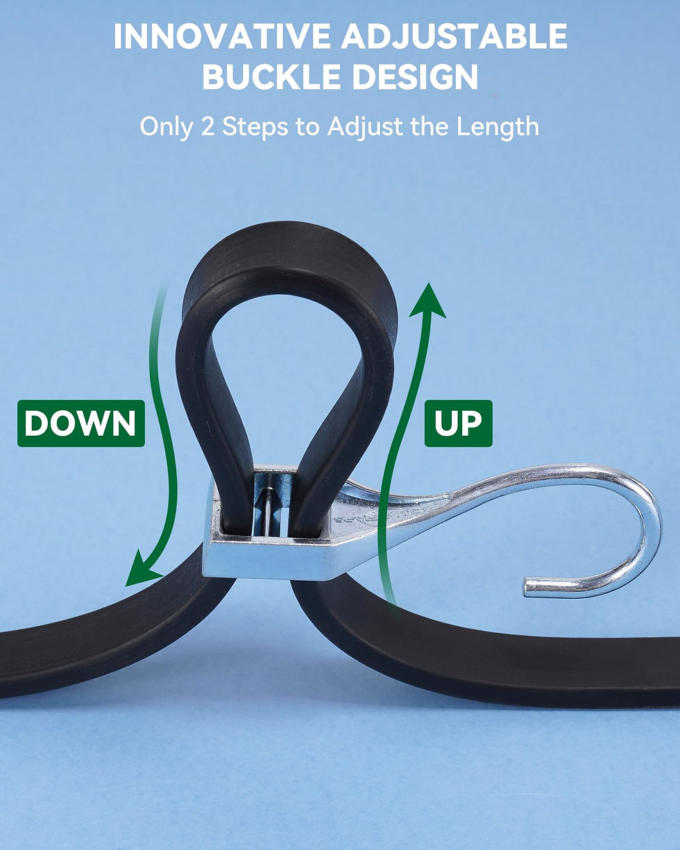 Thumbnail: 48 Adjustable Rubber Cords, Easy to Adjust Straps with Stretch, Tarp S Hooks for