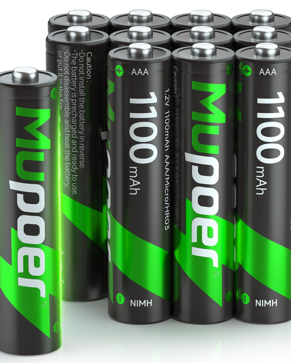 Rechargeable AAA Batteries, 12 Pack 1100mAh Ni-MH, Pre-Charged with Box