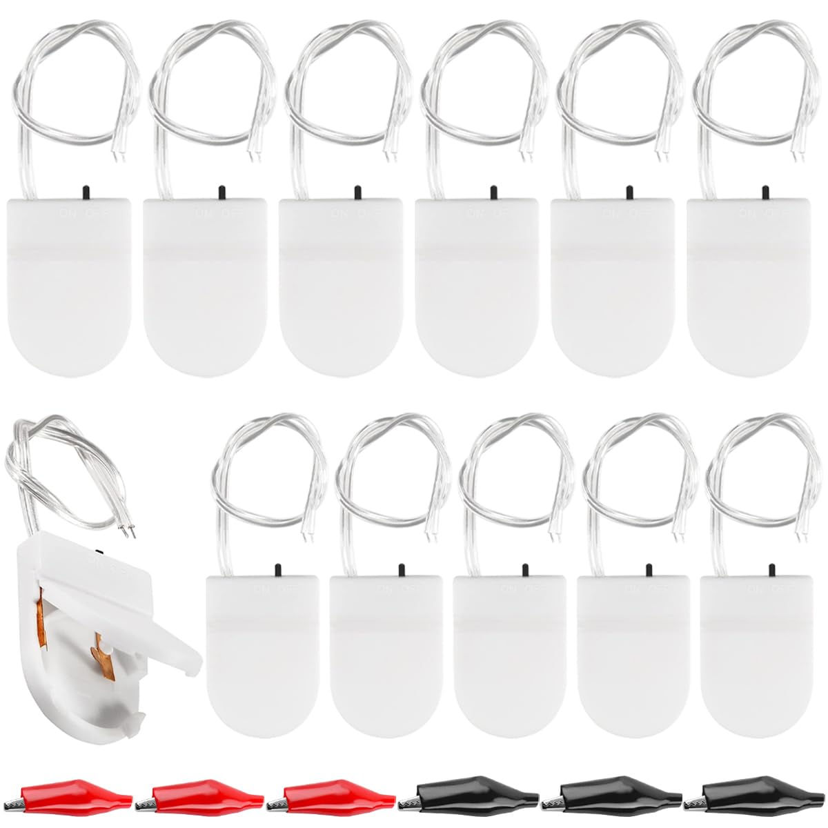 12Pcs CR2032 Battery Holder, Coin Cell with Switch, for DIY Electronics