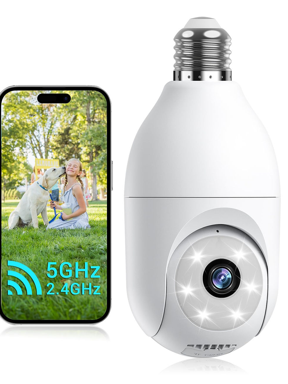 Thumbnail: 5G/2.4G Light Bulb Security Camera Outdoor Indoor AI Detection White 1 Pack